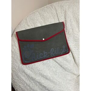Chick fil A Soft Computer case Folder Document Organizer Gray Red Snap‎ Closure